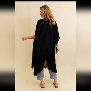 Black ruffled boho duster/kimono